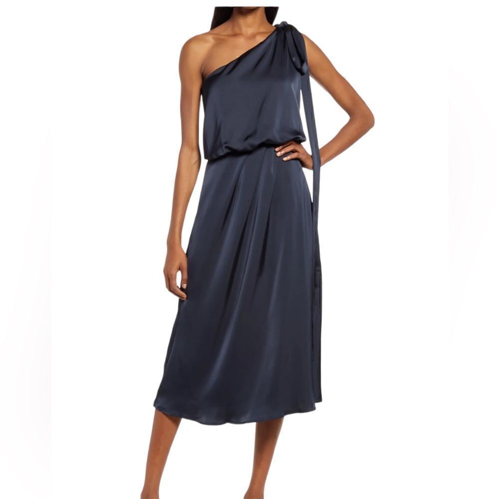 NEW Amy Lynn Navy One Shoulder Sheath Dress | Size M